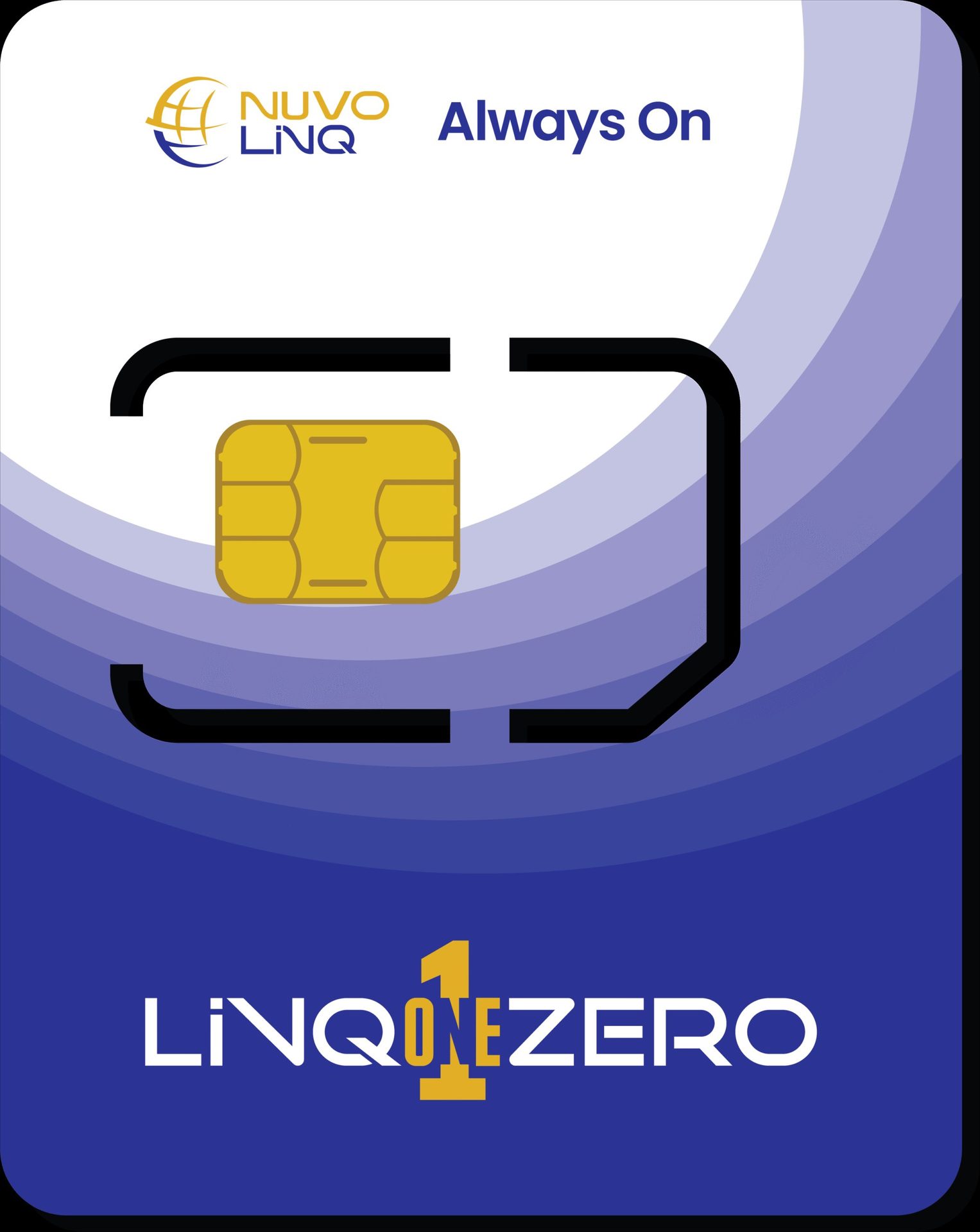 LinQ1Zero NuvoLinQ Always On SIM card with gold chip
